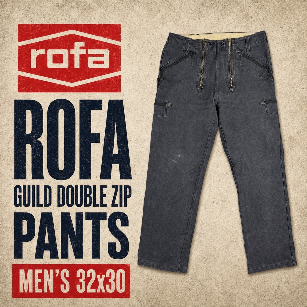 Rofa Guild Double Zip Pants Men's 32x30 Black German Workwear Carpenter Utility